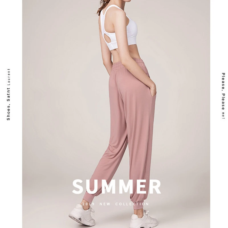 

Leisure Yoga Pants Quick-Drying Loose Slimming Sports Pants Women's Trousers Running Fitness Solid Color Pocket PSEN999