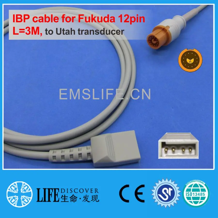 

Fukuda DYNASCOPE DS5400,DS5300,DS5100 IBP cable for Utah Abbott BD B.brauu Edward disposable pressure transducer