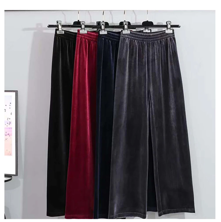 

Wide Leg High Waist Velvet Loose Pants Streetwear Trousers Women 2021 Autumn Winter Slim Pants fashion drape straight-leg pant