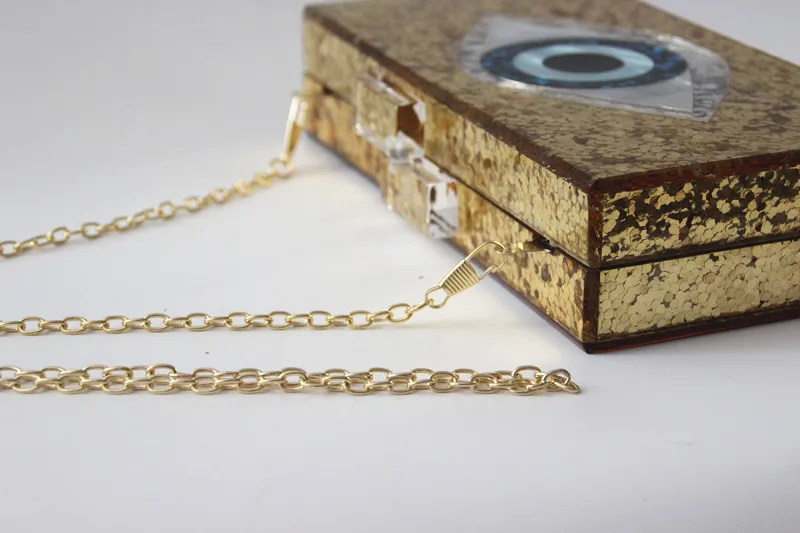 

New Trendy Bags , Women Golden Sequins Cartoon Eyes Acrylic Handbag , Luxury Wedding Party Evening Bag , Lady Box Clutch Purse