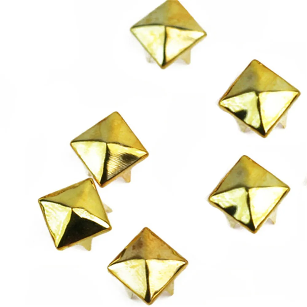 Новый дизайн 100 шт. металлические золотые шпильки в форме пирамиды шипы гвоздики 8