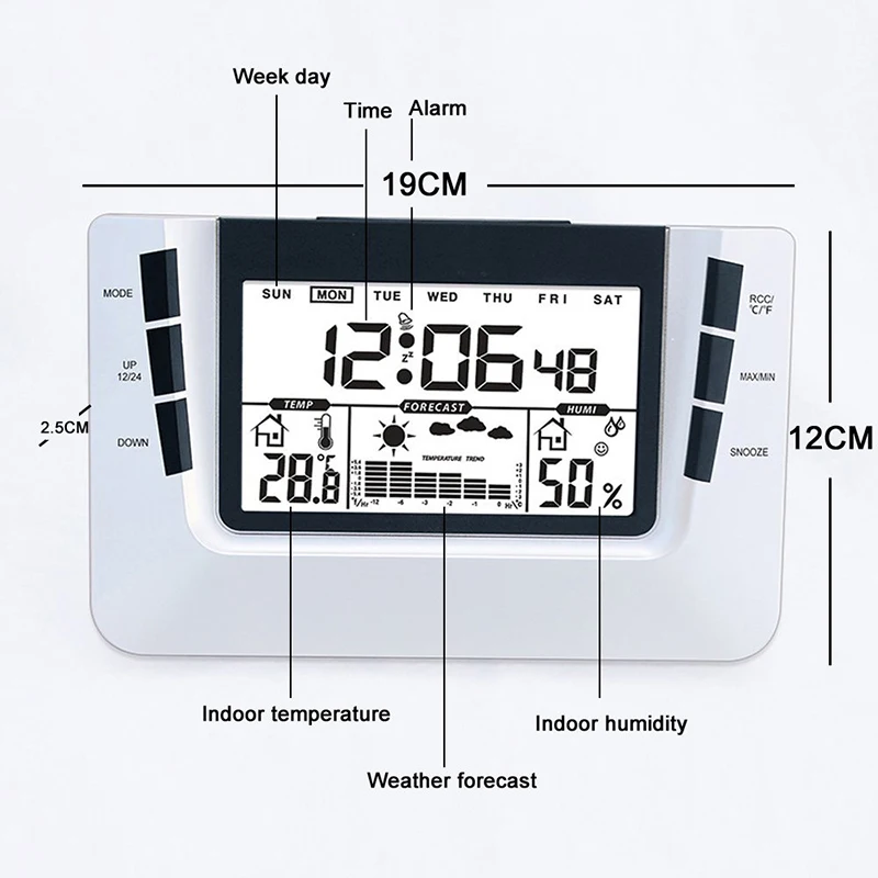 Светодиодный цифровой будильник отображает Погодный термометр с погодным