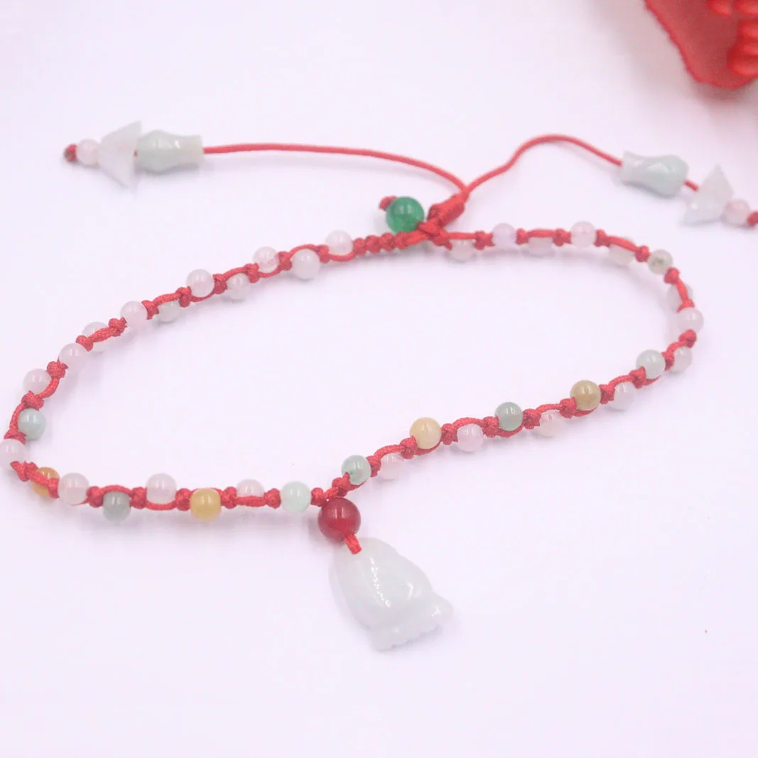 Настоящий натуральный нефрит Jadeite ножной браслет изящный Шарм круглые амулеты