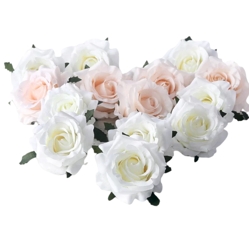 

5pcs Artificial Roses White Silk Fake Roses Flower Faux Heads High Quality DIY Wedding Home Decoration Scrapbook Accessories2021