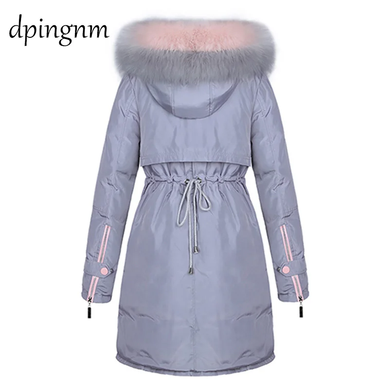 

Winter Jacket Women Parkas for Coat Female 2019 Faux raccoon fur plus size 3XL outerwear long jacket slim jaqueta feminina