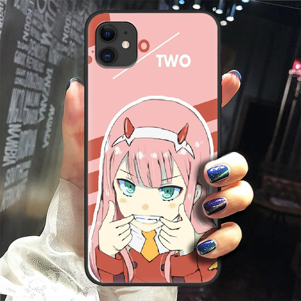 

DARLING Zero Two 02 anime Phone Case Cover Hull For iphone 5 5s se 2 6 6s 7 8 12 mini plus X XS XR 11 PRO MAX black shell