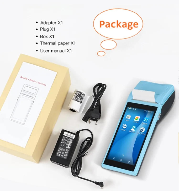 Портативный POS PDA Терминал Android 8 1 с 58 мм Bluetooth Термопринтер для чеков 3G WiFi