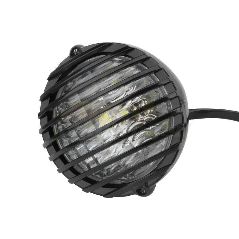 Мотоцикл светодиодный ребристый гриль фара для Harley Cafe Racer Chopper Bobber Touring Custom XS650 CB750|