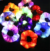 fashion glowing hair scrunchies bright color led light satin hair rings rope ponytail holder hair ties light upaccessories