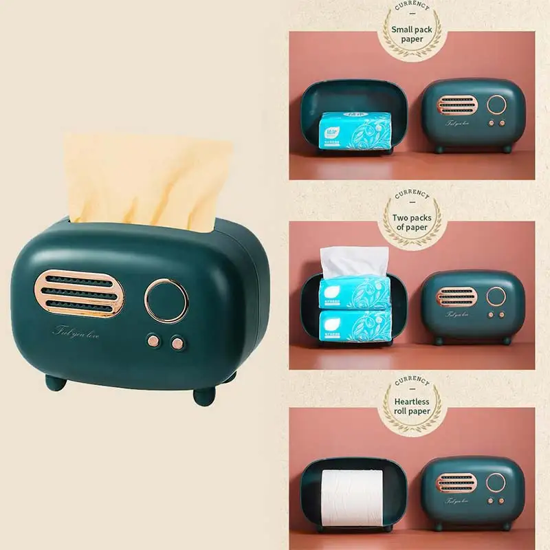 

Vintage Radio Facial Tissue Box Cover Napkin Holder Organizer Paper Towel Dispenser Container For Bathroom Car