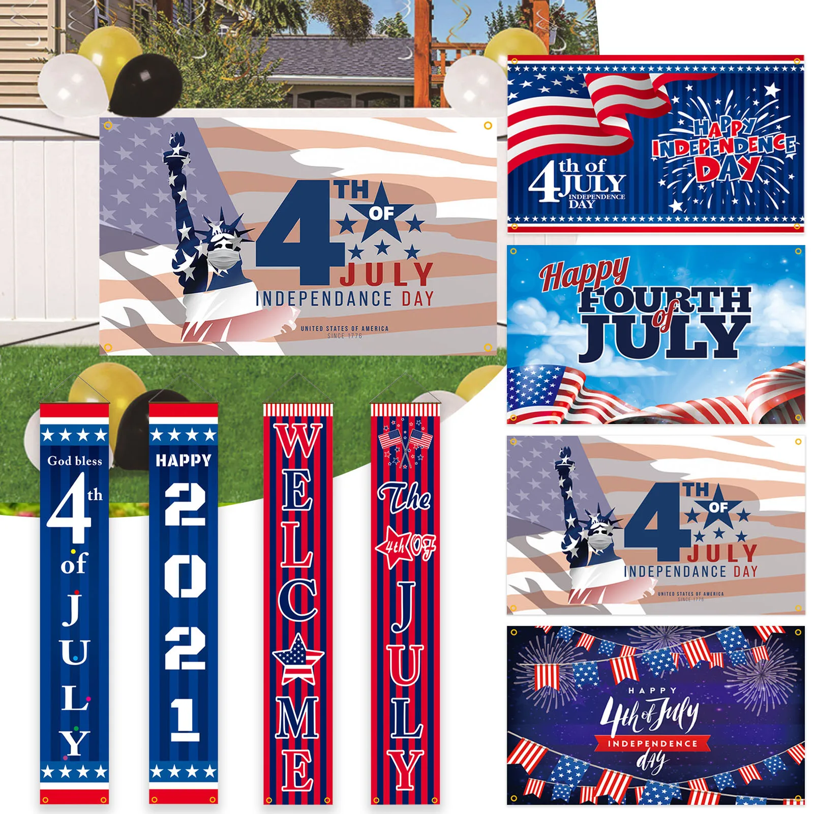 Флаг 4 июля по случаю Дня независимости празднование американского баннера