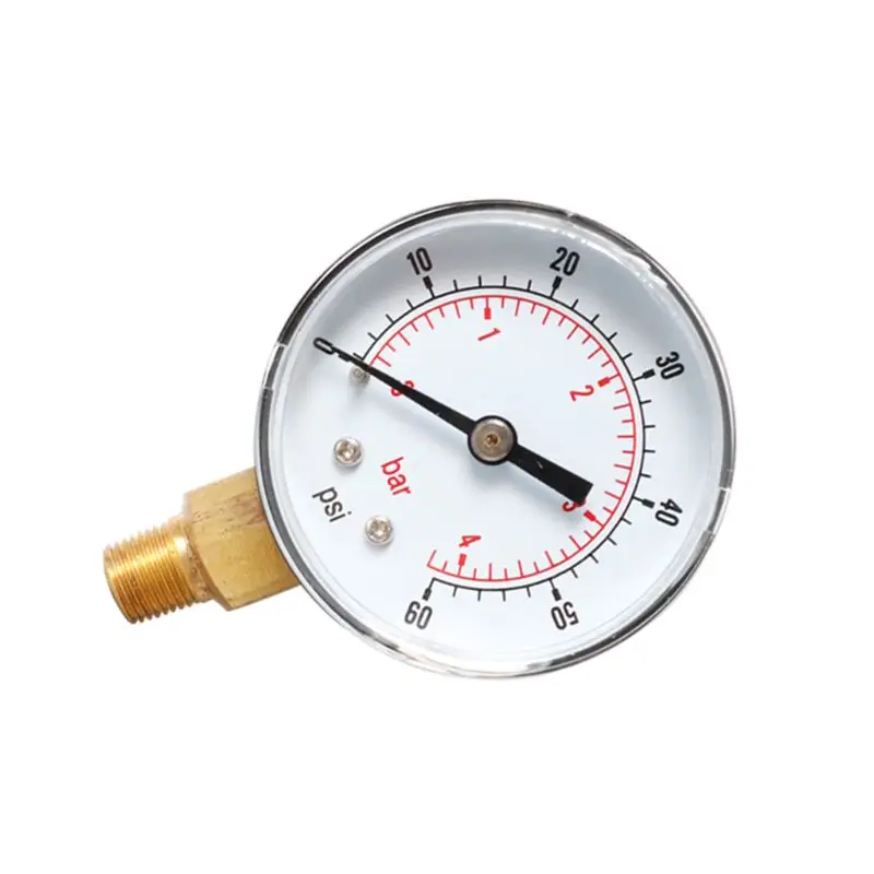 Манометр 52 мм Циферблат 1/" BSPT вертикальный 0/15, 30,60, 100160300 PSI и бар нижний крепление