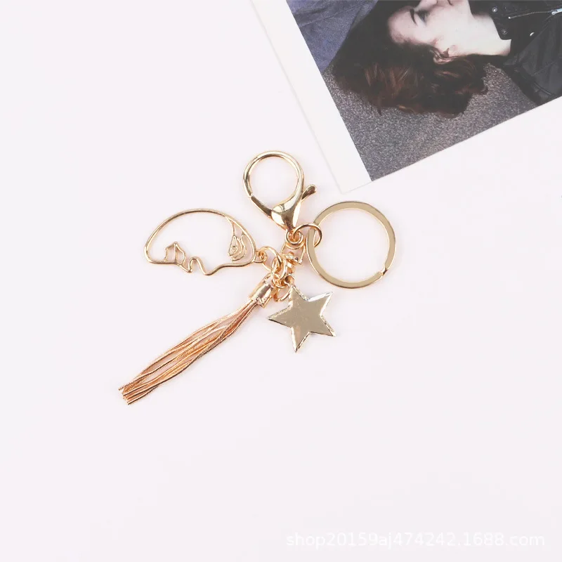 

Fine Pearl Tassel Smiling Face Keychain Creative Fashion Backpack Package Pendant Accessories Car Key Small Keyring New 2021