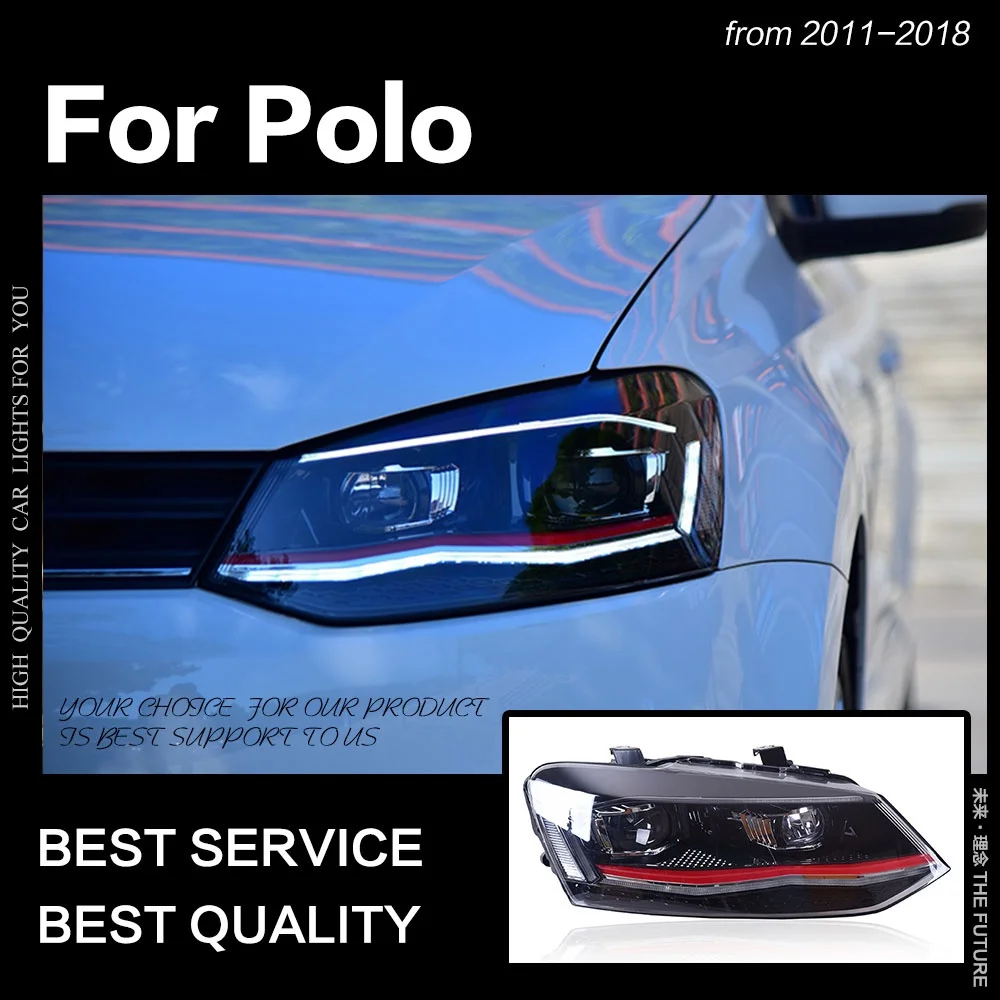 

Car Styling for VW Polo Headlights 2011-2018 Vento LED Headlight New Polo Design DRL Hid Head Lamp Bi Xenon Beam Accessories