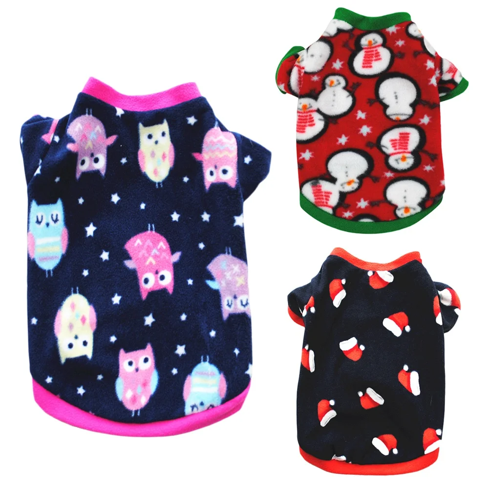 

Warm Fleece Pet Dog Clothes Christmas Cute Printed Pet Coat Puppy Dogs Shirt Jacket French Bulldog Pullover Dog Clothing