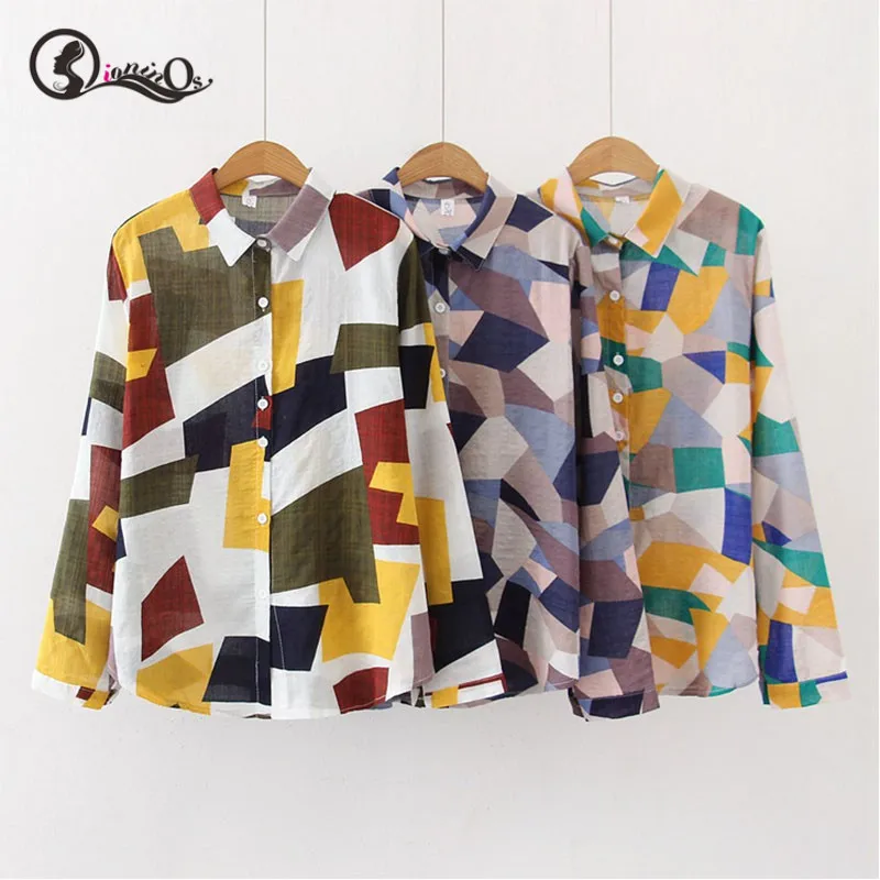 Женская летняя блузка винтажная Цветочная с длинным рукавом женская рубашка