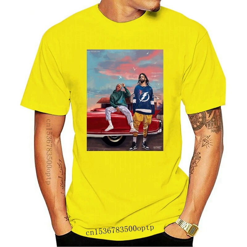 

Новинка 2021, модная трендовая футболка J Cole Kendrick Lamar, черная Хлопковая мужская футболка от поставщика в США, летняя облегающая Мужская футболк...