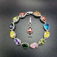 funmode luxury water drop cubic zircon bracelets for women gift pulseiras feminina wholesale fb144
