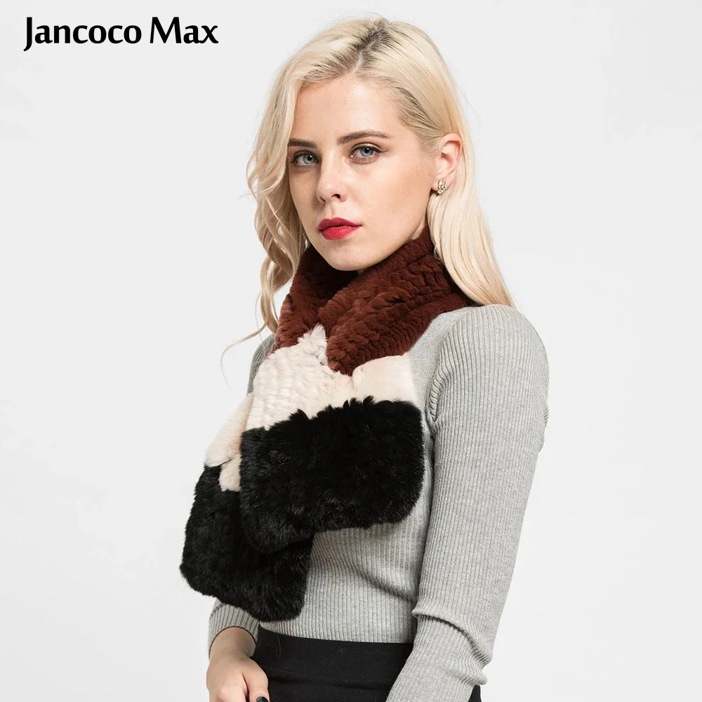 Jancoco Max толстый вязаный настоящий шарф из меха кролика рекс Леди Мода Стиль