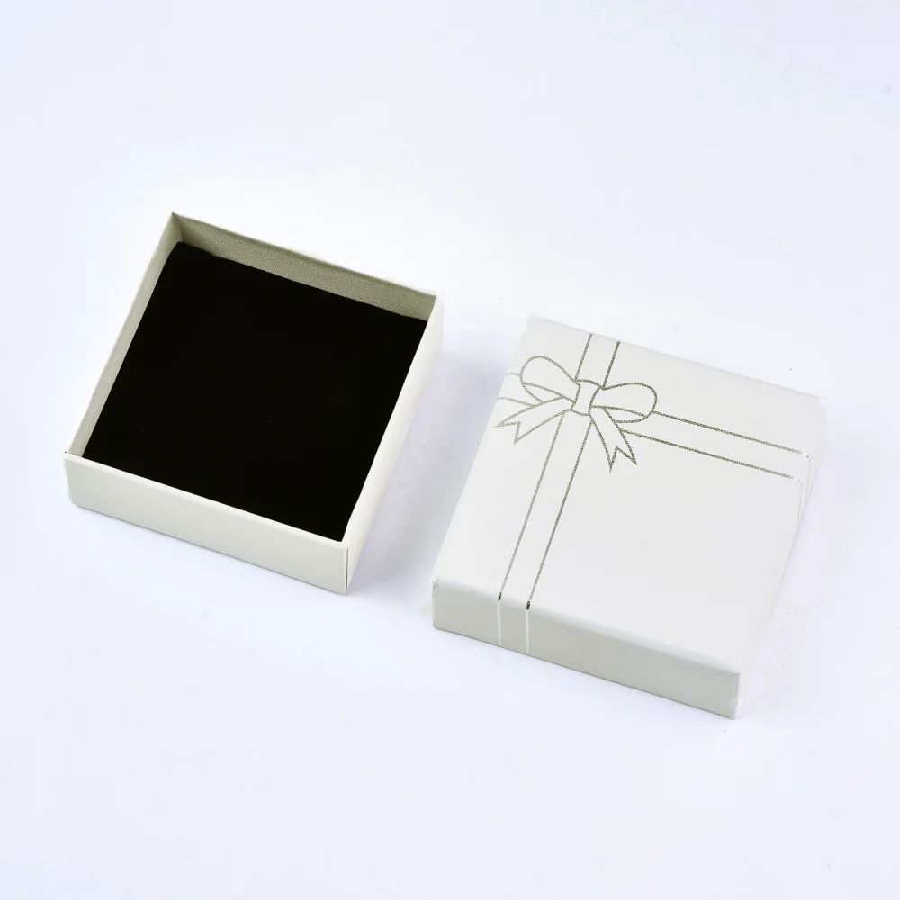 

12pcs Beige Square Cardboard Jewelry Set Boxes for Ring Earring Necklace Gifts Packaging Box with Sponge Inside 8.5x8.5x3.6cm