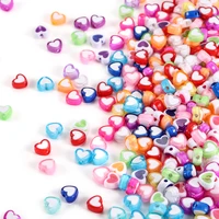 50pcs love heart acrylic bead loose spacer beads for diy bracelet necklace jewelry making needlework accessories