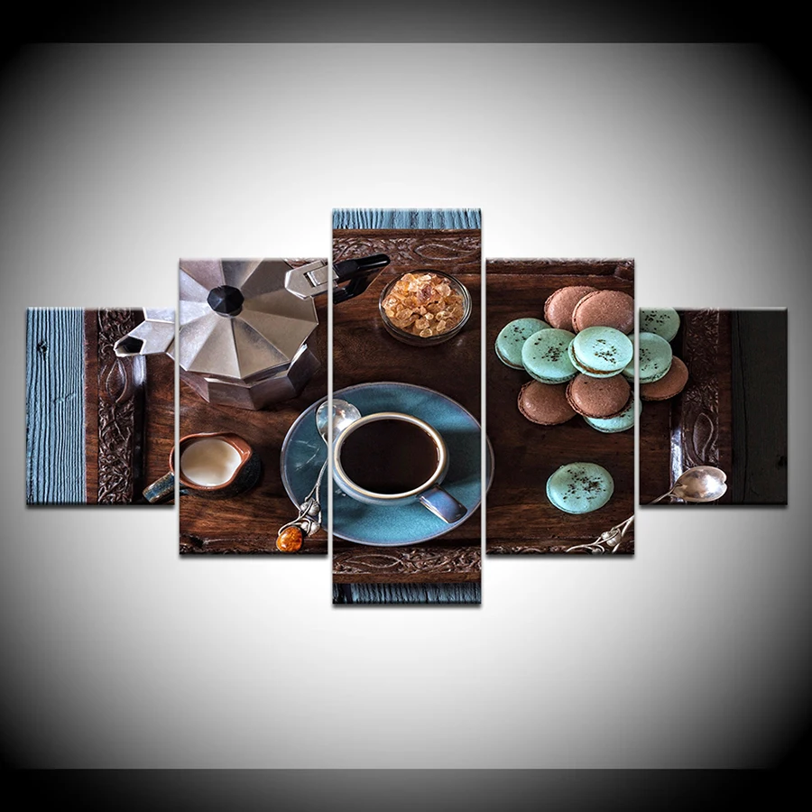 

Home Decor Canvas Painting Framework HD Prints 5 Pieces Coffee Cup Pictures Kitchen Food Dessert House Modular Wall Art Poster