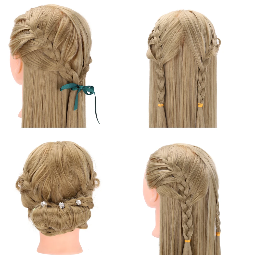 Синтетический манекен головы для парикмахеров 30 дюймов волосы причесок| |