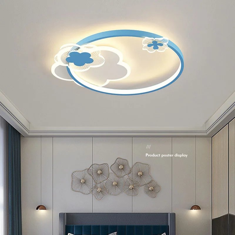 

Minimalist Modern Blue Pink Flower Round LED Kid Ceiling Lamp for Bedroom Living Dining Baby Play Room Aisle Home Indoor Light