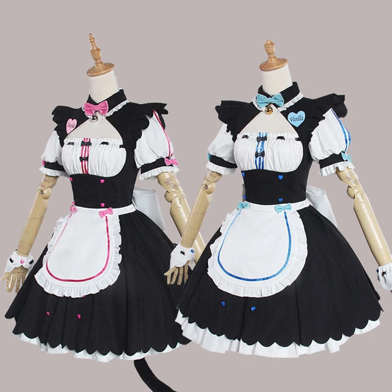 

Anime Nekopara Chocolate Vanilla Cosplay Sexy Cat Maid Dress Girls Cute Lolita Dress Tail Suit Halloween Women Costumes