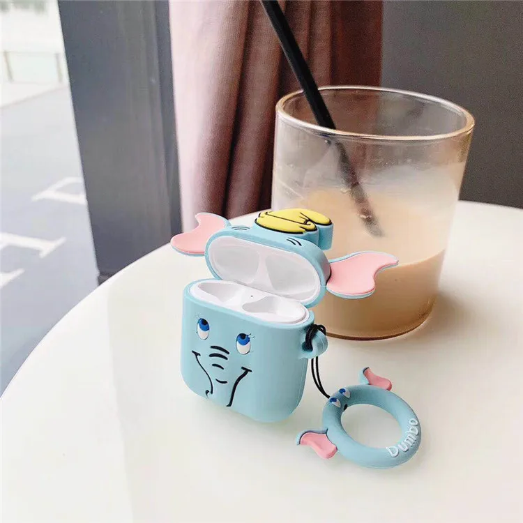 3D мультфильм Dumbo силиконовый чехол airpods для Apple Airpods1/2 беспроводные Bluetooth наушники для зарядки наушники защитный чехол