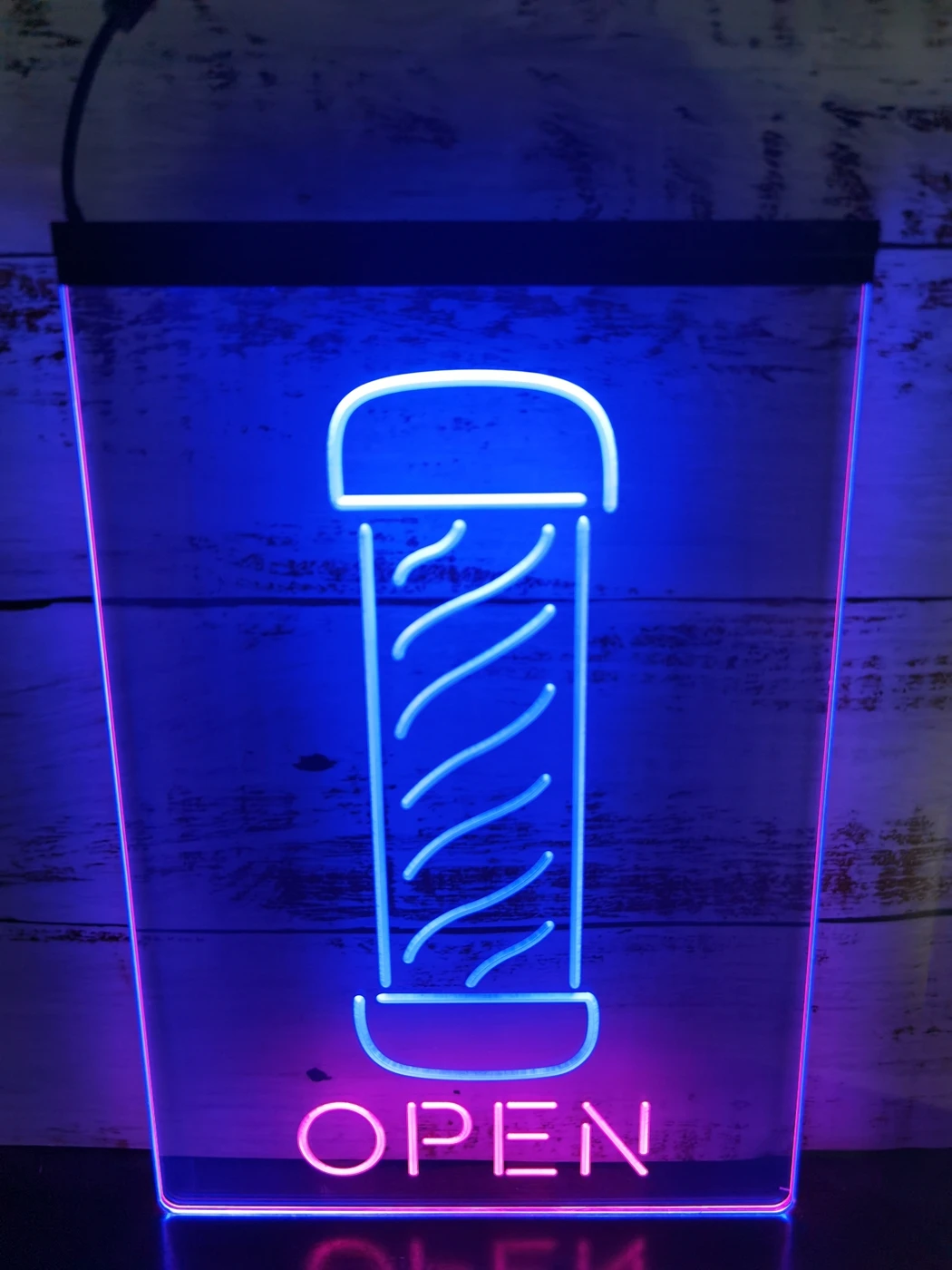 

1S011 Barber Pole Hair Cut Salon Open Display Dual Color LED Neon Sign