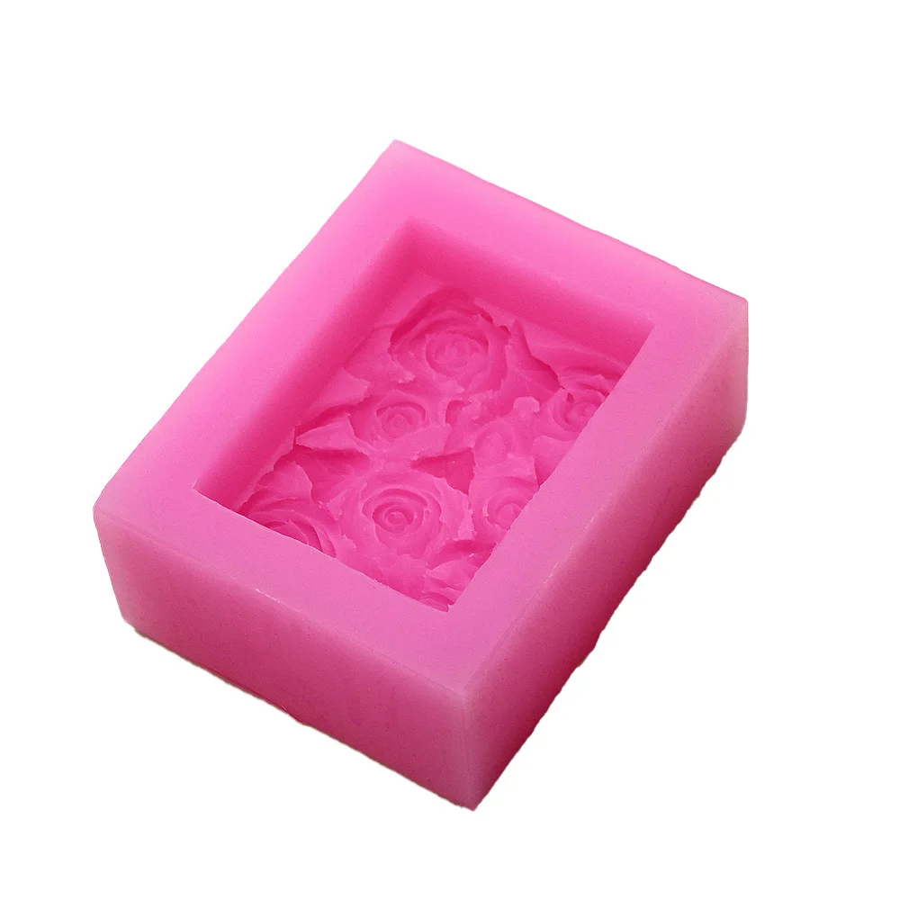 

Handmade Soap Soft Silica Gel Mould Resin craft soap making molds rectangle flower cake 3d Rose mold Creative Wedding Gift