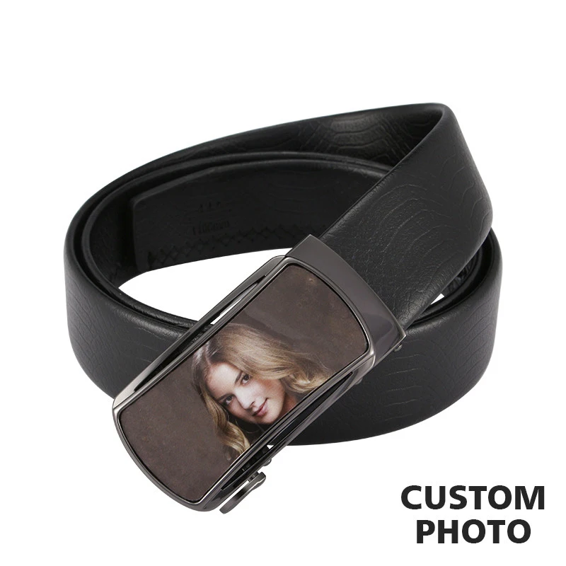 Custom Lady Photo Man Belts Automatic Buckle Color Photos Men Belt Leather Belt Male Metal Father's Best Gifts High Quality