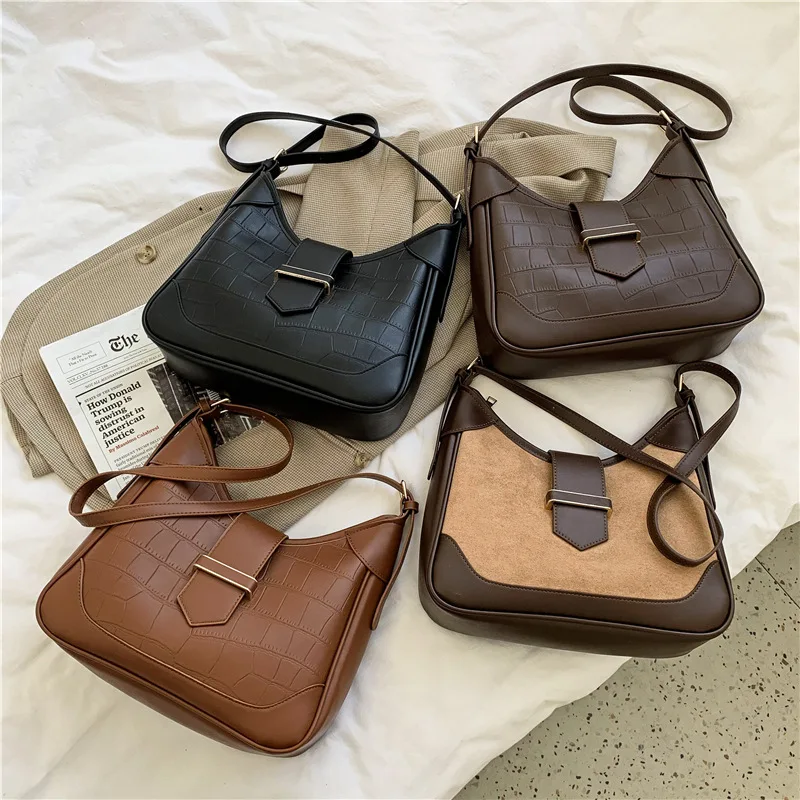 

CONAGY Fashion Hasp Women Saddle Bag Pu Leather Shoulder Bag for Women Alligator Brand Designer Ladies Messenger Crossbody Bags