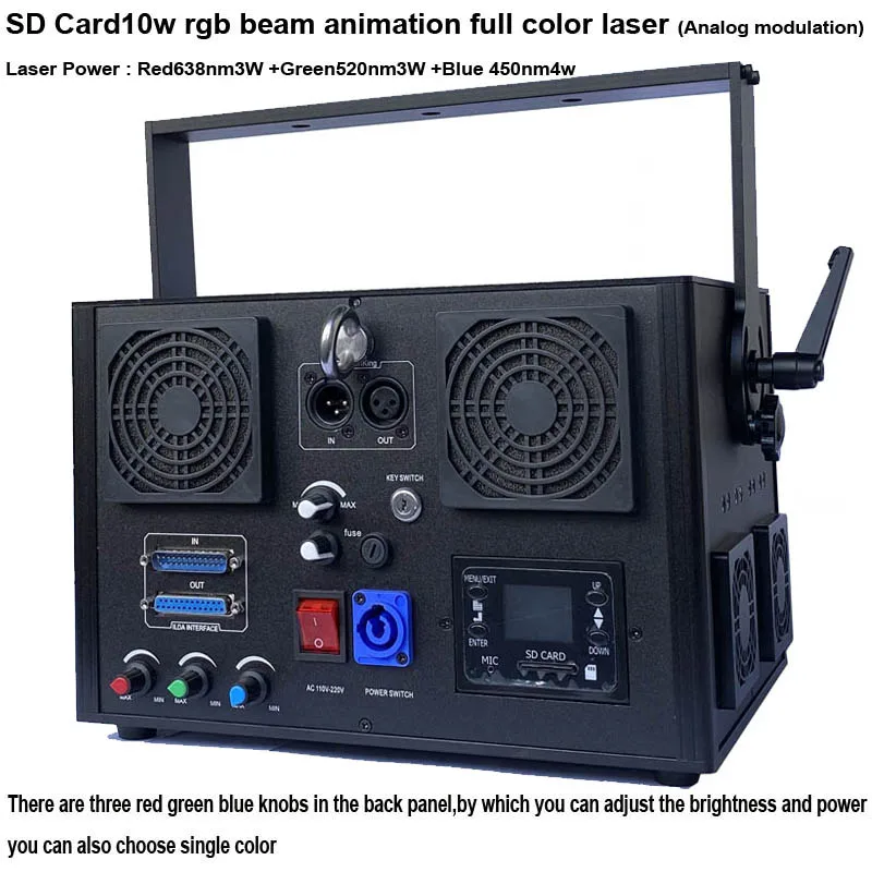 DMX And ILDA Interface 10000mw 10 watt RGB 3D animation Laser Light/ Dj Lighting/Disco Light /Laser Show System | Освещение