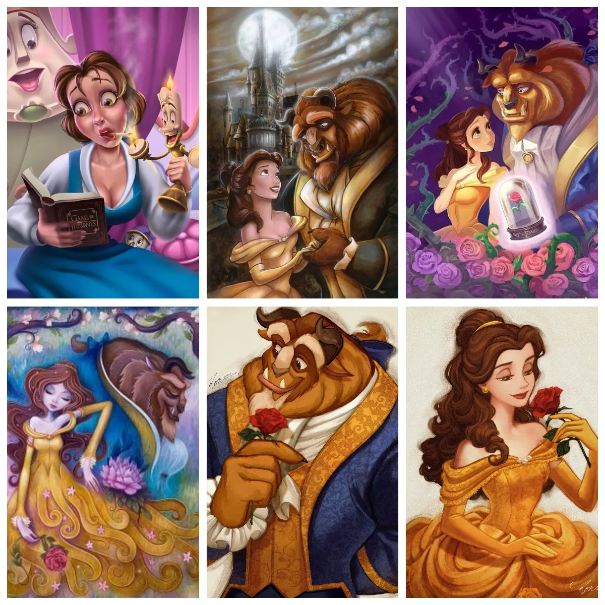 

Disney Belle Princess Beauty and the Beast Cartoon DIY 5D Diamond Painting Embroidered Mosaic Wall Decoration Children's Gift