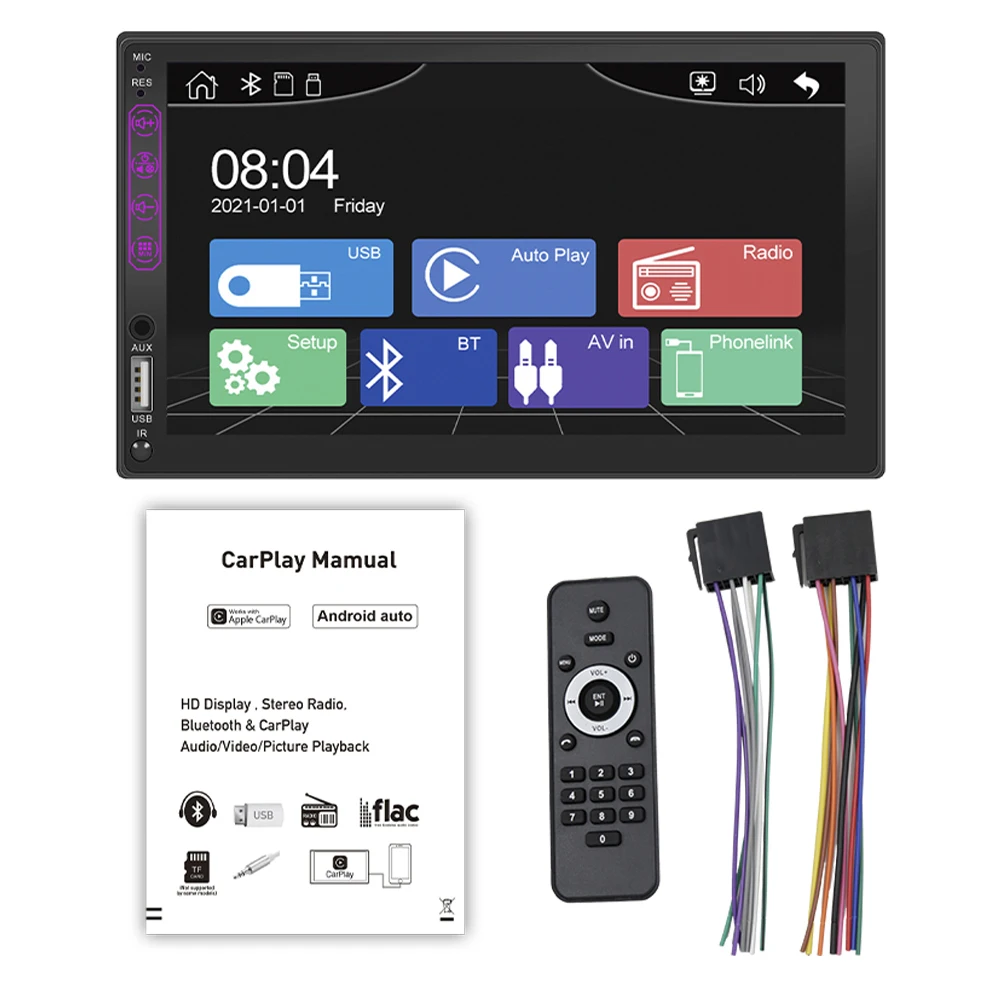 

VODOOL Car Radio Multimedia Video Player 7 inch Touchscreen AUX-in AM FM Radio Receiver For Android AUTO CarPlay