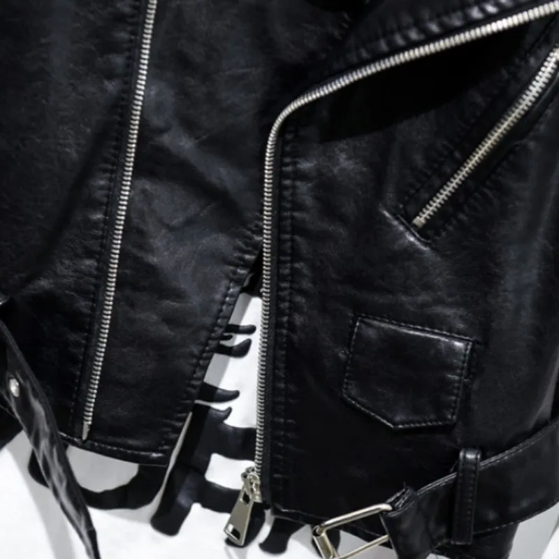 Корейская байкерская куртка Ретро Стильные модели с ремнем Casaco Feminino жилет для