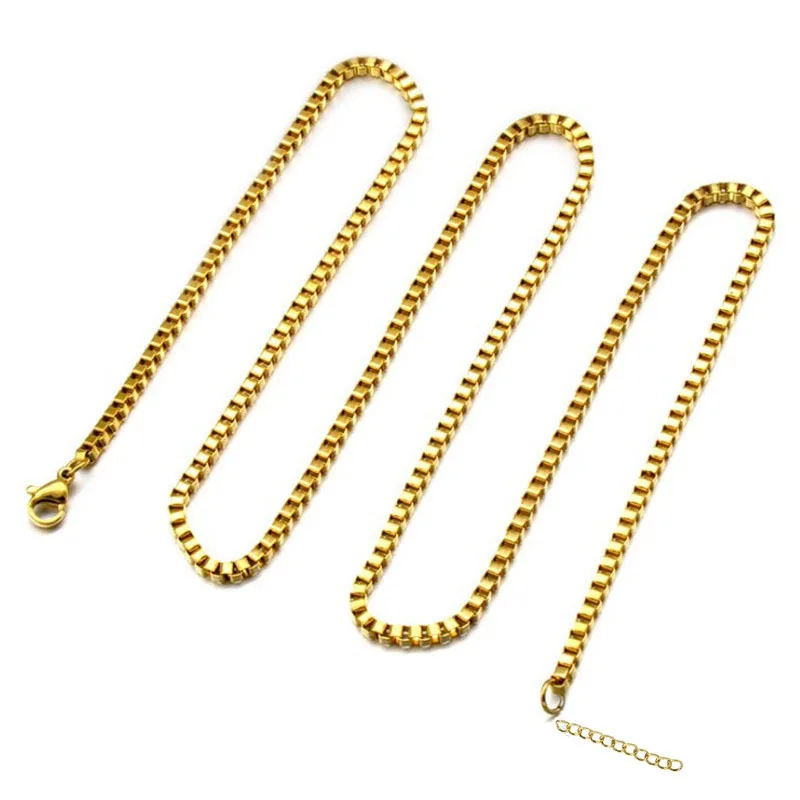Venetian Square Box Chain Necklace Electric Gilt Color-Retaining Lady's Clavicle | Украшения и аксессуары
