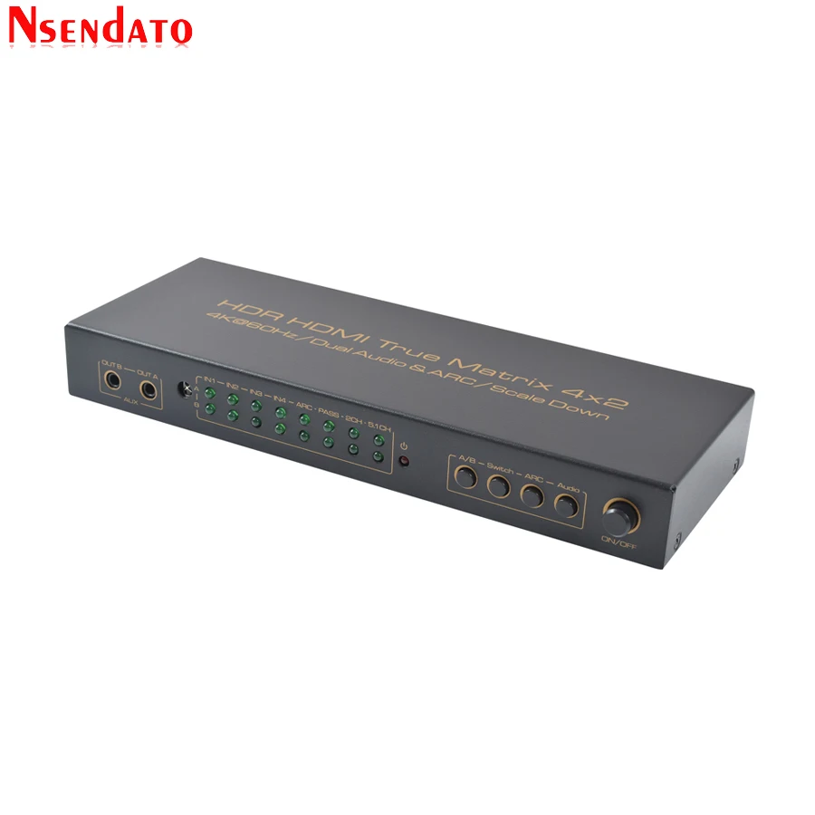 HDMI переключатель с истинной матрицей 4K 4x2 HDR Двойной аудио экстрактор адаптер