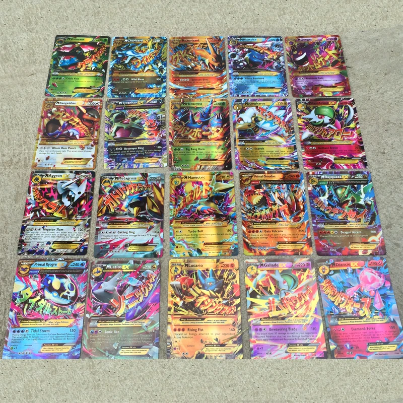 100PCS pokemon card MEGA Flash Card EX игровая коллекция карт подарки для детей|Коллекционные