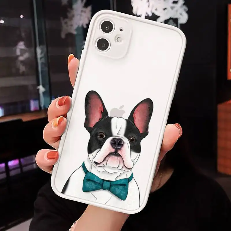 

Pug Dog French Bulldog luxury design Phone Case shell matte transparent For iphone 7 8 11 12 plus mini x xs xr pro max cover