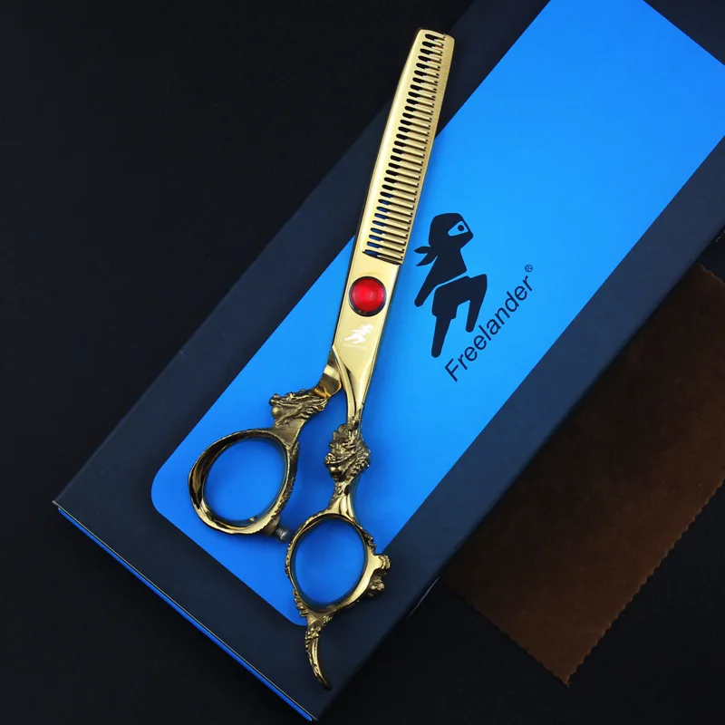 6 0 дюймовые Freelander Профессиональные прямые и зубные ножницы золотого цвета