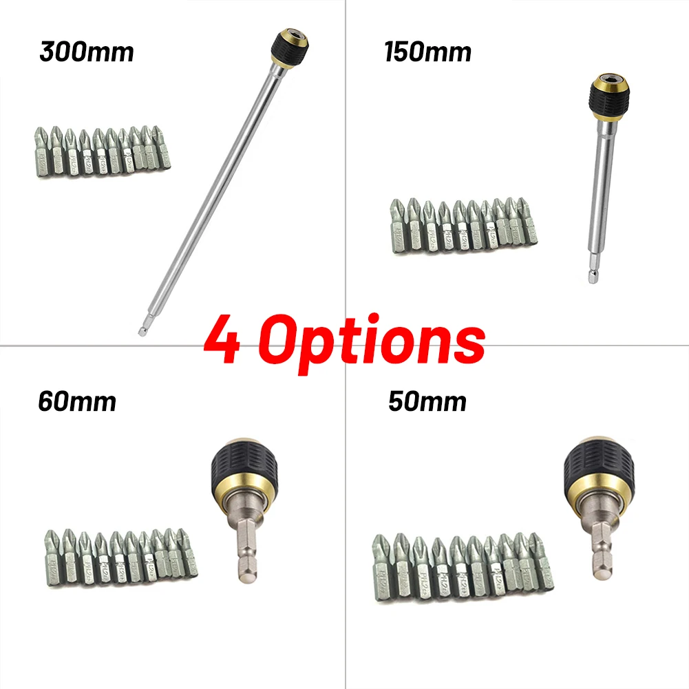 

Hex Shank Keyless Drill Chuck Quick Change Bit Driver Converter Adaptor Socket Wrenches 10*Screwdriver Bits