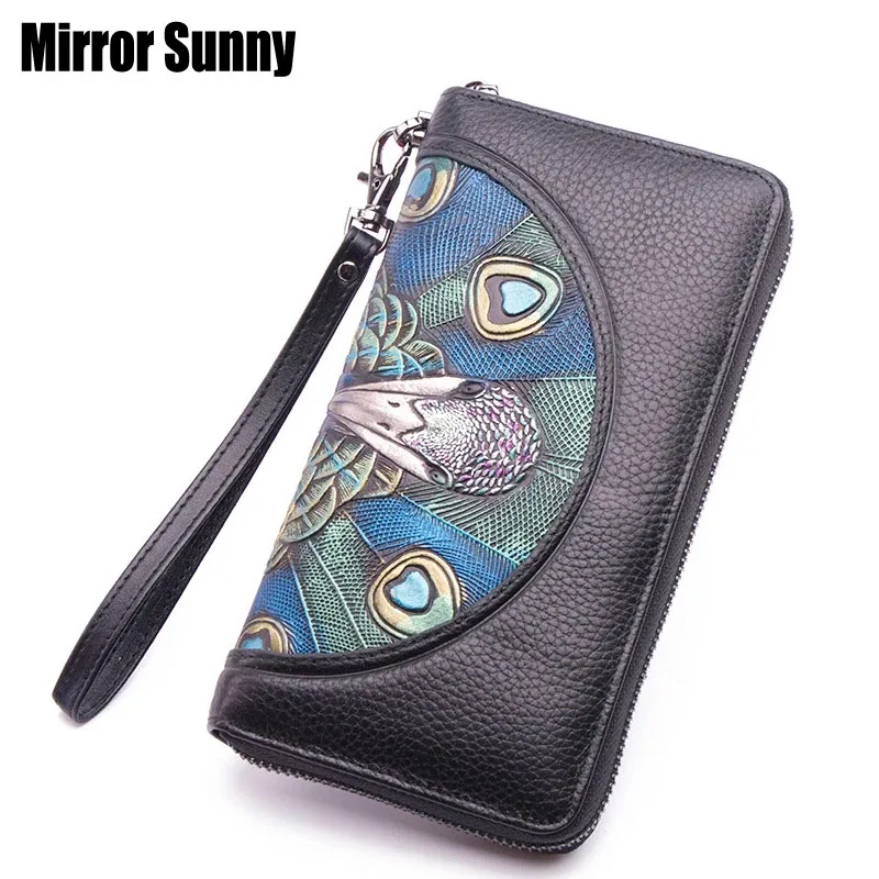 Новый модный длинный женский кошелек из натуральной кожи с отделением для карт