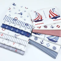 cartoon sailing ship anchor navy style cloth kindergarten baby quilt pajamas coverall fabric cotton handmade fabric