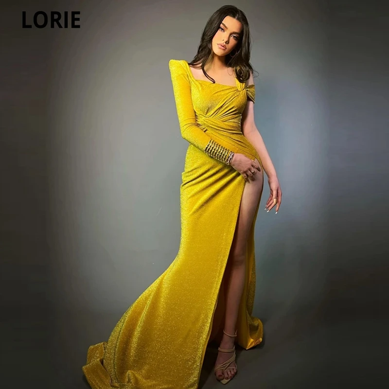 LORIE – robe De soirée De forme sirène, tenue De soirée, une manche, fente latérale, Satin, nouvelle mode  (0)