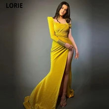 LORIE New Fashion Mermaid Evening Dresses One Sleeve Prom Gowns For Party High Side Split Satin Celebrity Vestidos De Fiesta (1)