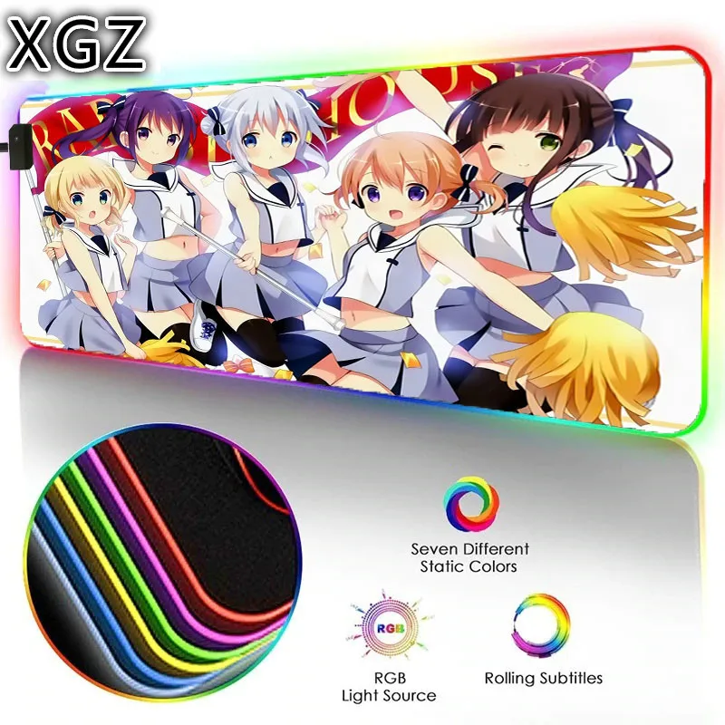 

XGZ анимационный коврик для мыши RGB милый игровой коврик для мыши для девочек светодиодный светящийся цветной осветительный компьютерный ст...