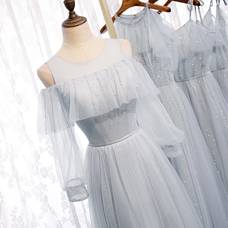 Серебряные женские Элегантные Изысканные кружева аппликация вечернее вечерние